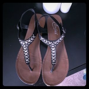 Black and silver sandals